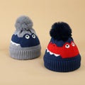 Boy Dinosaur Hat Toddler Boys Winter Knitted Beanie  Fleece Lining Cute Pompom Hats Knit Kids Warm Cap Bonnet for Toddler Boys