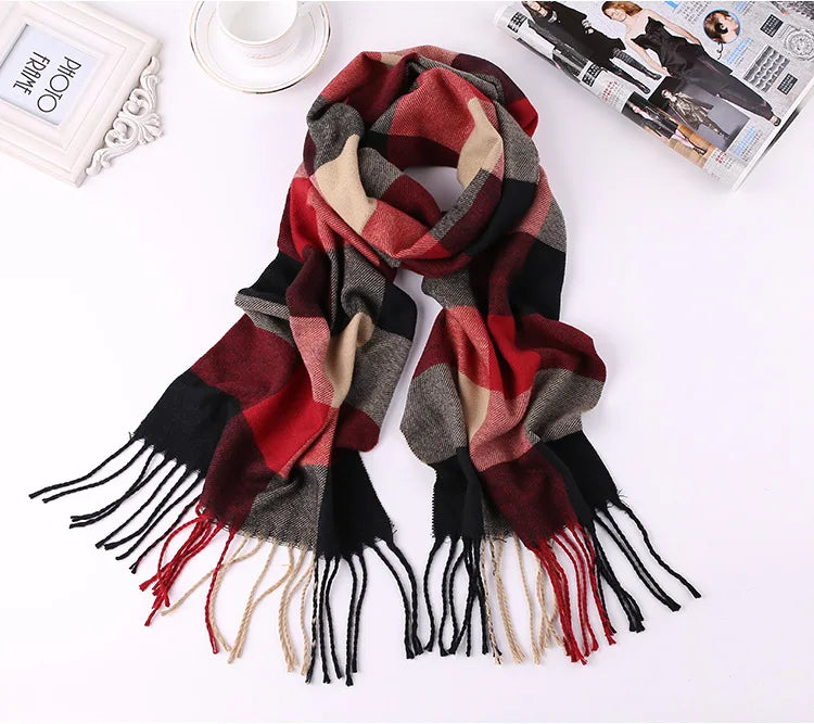 MIO Winter Long Size Scotland Unisex Strips Tartan Check Plaid Acrylic Small Size Blanket Scarf Shawls Soft Imitation Cashmere