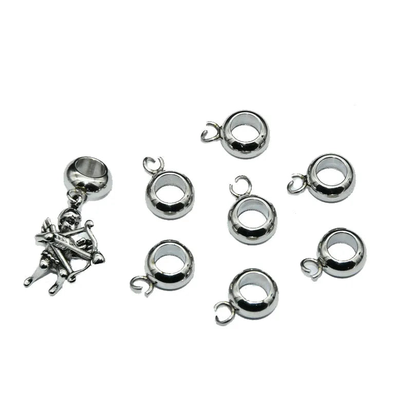 High Polish 304L Stainless Steel 4x8mm Big Hole Roundel Spacer Beads for Hanging Charms DIY Jewelry Making Accessory