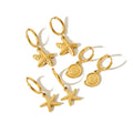 HOVANCI Stainless Steel Hoop Style Sealife Charm Earrings Dainty Starfish Shell Pendant Hoop Earrings for Girls Women Gift