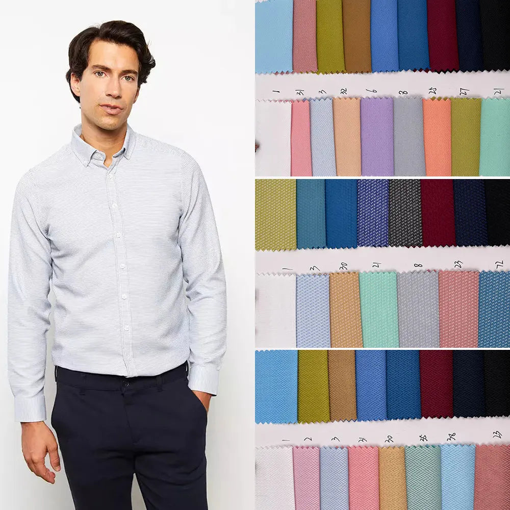 Ready to Ship Dobby Design Cotton Polyester Fabric for Boys Girls Shirt Blouse Herringbone Slub Plain Woven for Hospital Use