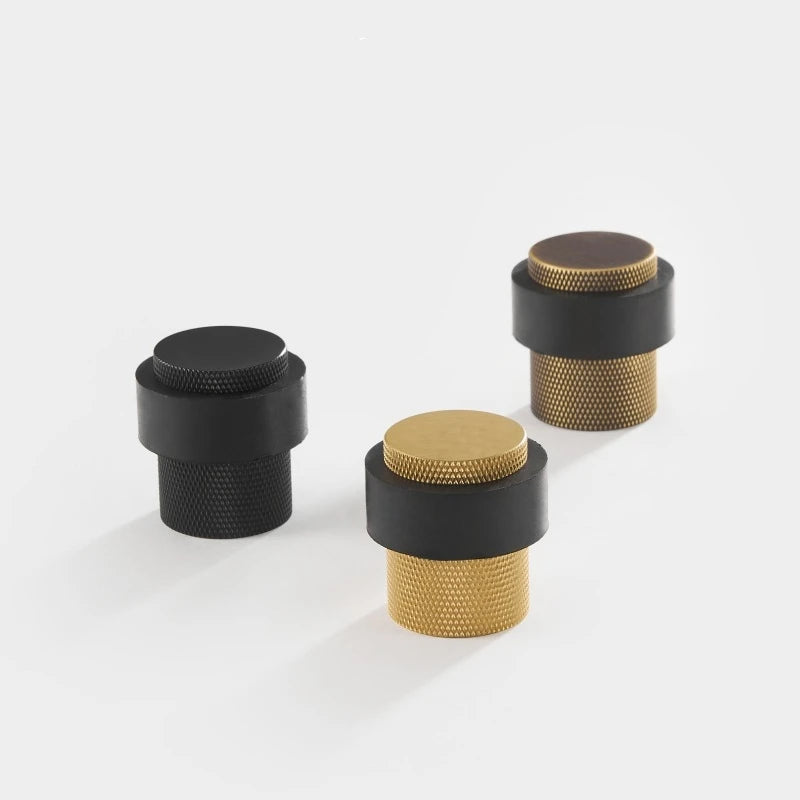 Modern Luxury Style Satin Chrome AB Knurling Door Stopper Interior Door Holder with Brass Copper Gold Matt Black for Hotels