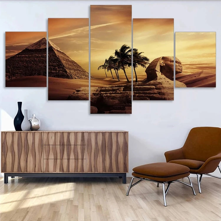 Egypt Famous Pyramid and Sphinx Modular HD Printed 5 Panel Canvas Painting Scenery Posters Home Decor Wall Art Paintings