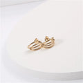 Classic Women Stainless Steel 4 Layer C Chape Hoop Stub Earrings