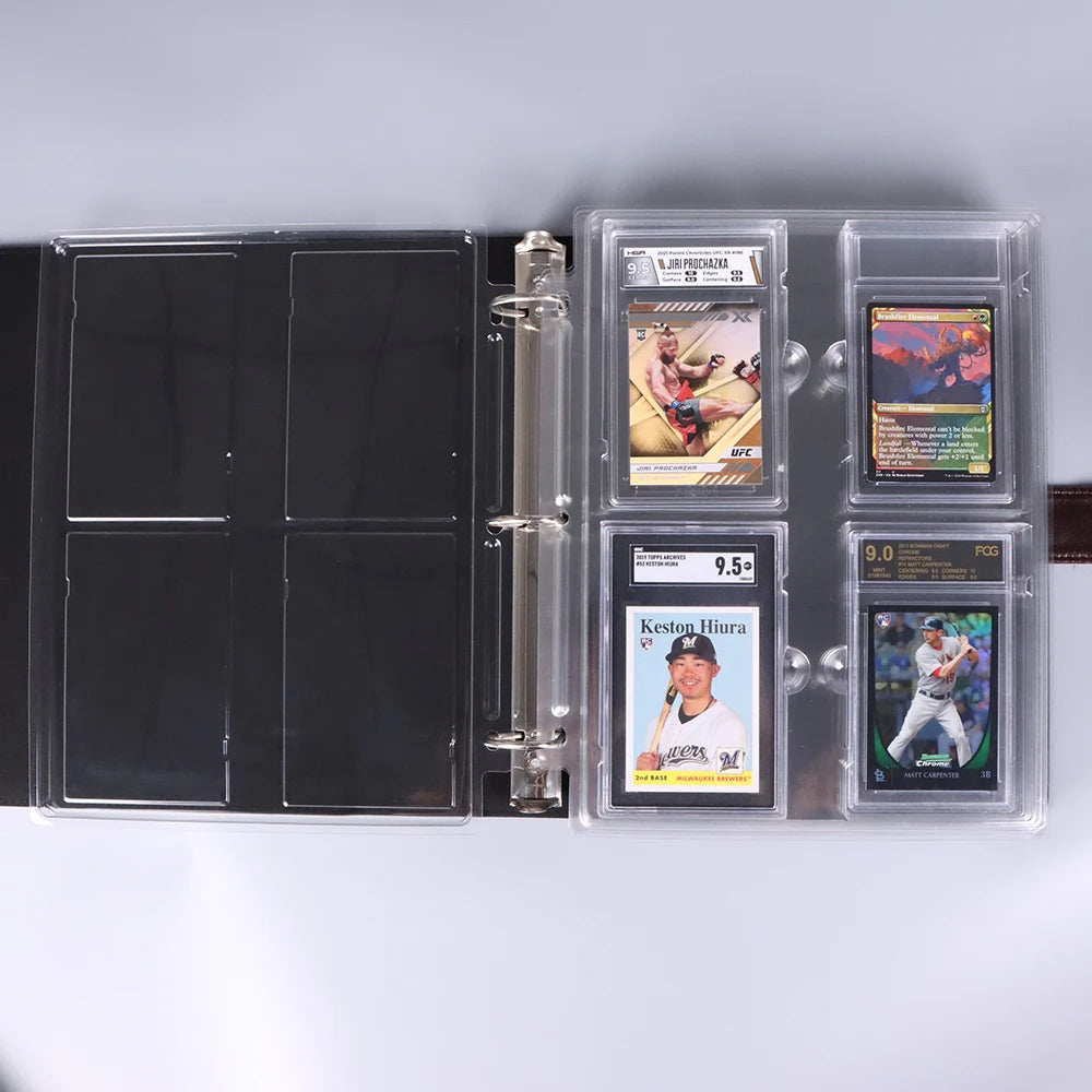 Leather 3 Ring Card Binder with Magnetic Closure Acrylic Photo Album
