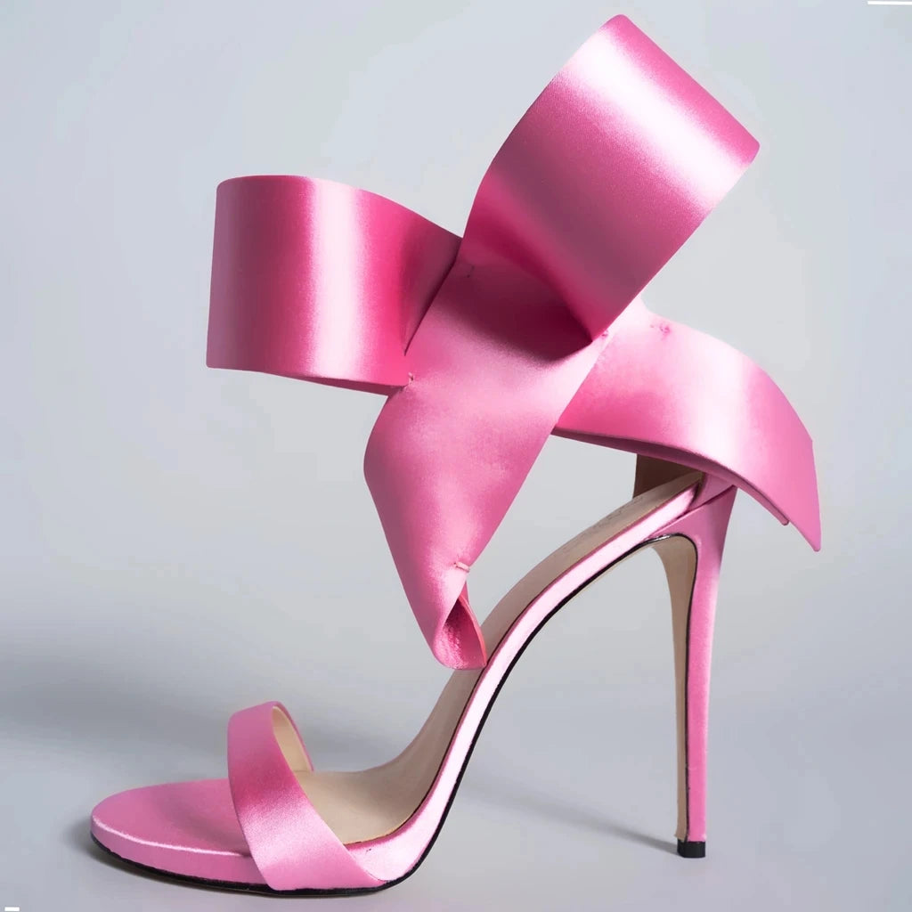 Open Toe Satin Ankle Strap Platform High Qualtiy High Heel Sandals for Women Stiletto Heels Summer Winter Height Increasing