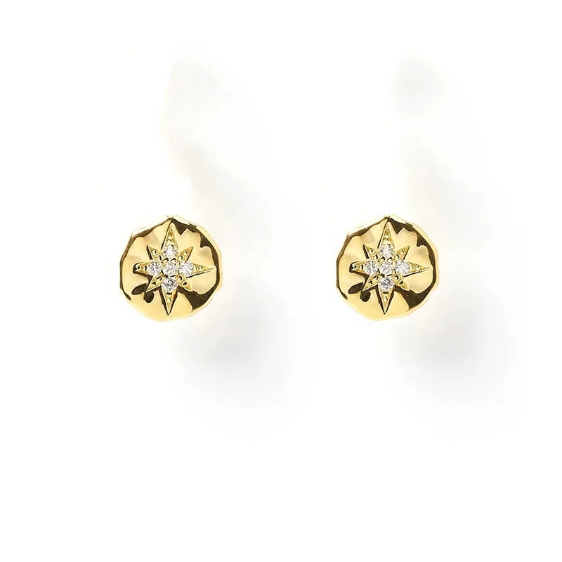 LOZRUNVE Gold Fashion Jewelry New Arrival Starburst Stud Earring Bijoux 925 Sterling Silver