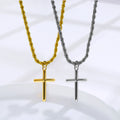 2024 Classic Stainless Steel Jewelry Wholesale 3mm Twist Rope Chain Christian Cross Necklace Joyeria De Acero