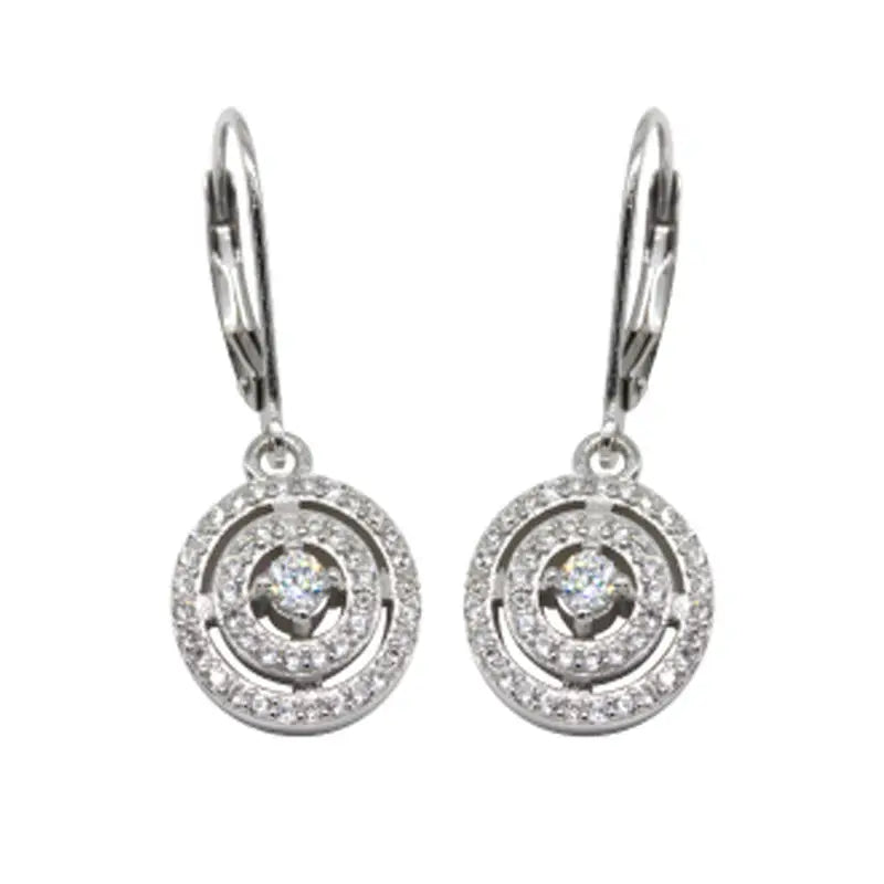 New Design Jewelry Drops Earrings Set 925 Sterling Silver Pave CZ Dancing Jewelry Dancing Earrings