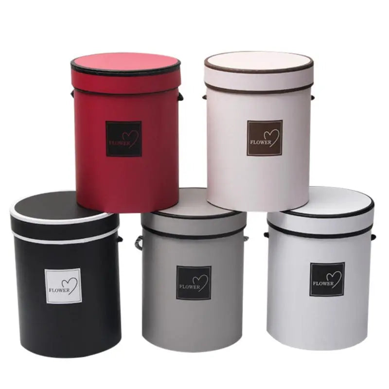 New Hugging Bucket Flower Arrangement Packaging Box European Style Small Round Flower Box with Handle MegaBDM
