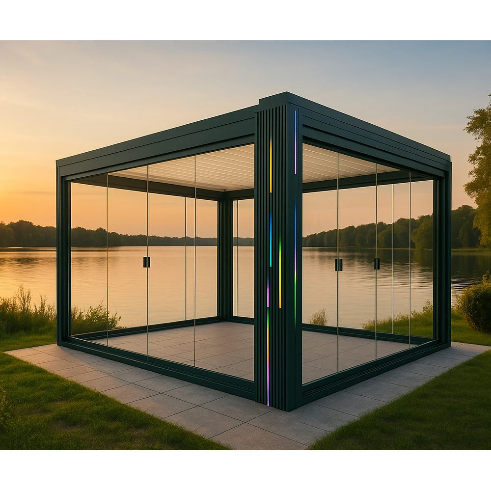 Hot Selling Customize Garden Supplies Sun Panel Pergola Bioclimatica Solar System Pergola for for Swimming Pool/garden/farm
