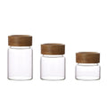 120ml Small Leak Proof Rubber Gasket Lid Borosilicate Glass Storage Container with Screw Acacia Wood Lid