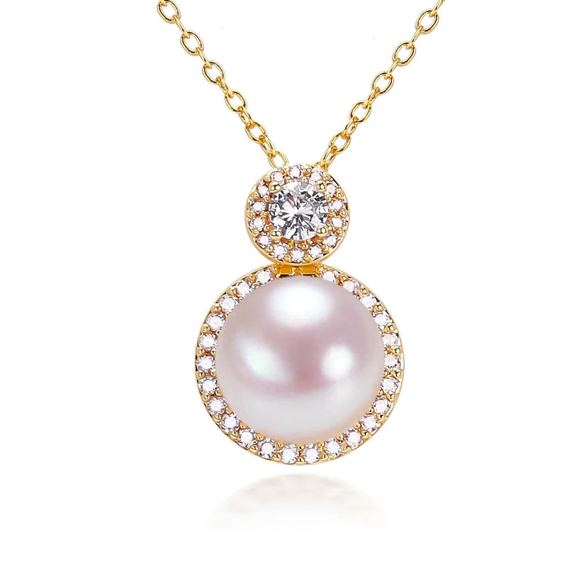 Wholesale Zircon Princess Style Pearl Pendant Natural Freshwater Pearl Necklace Jewelry for Women