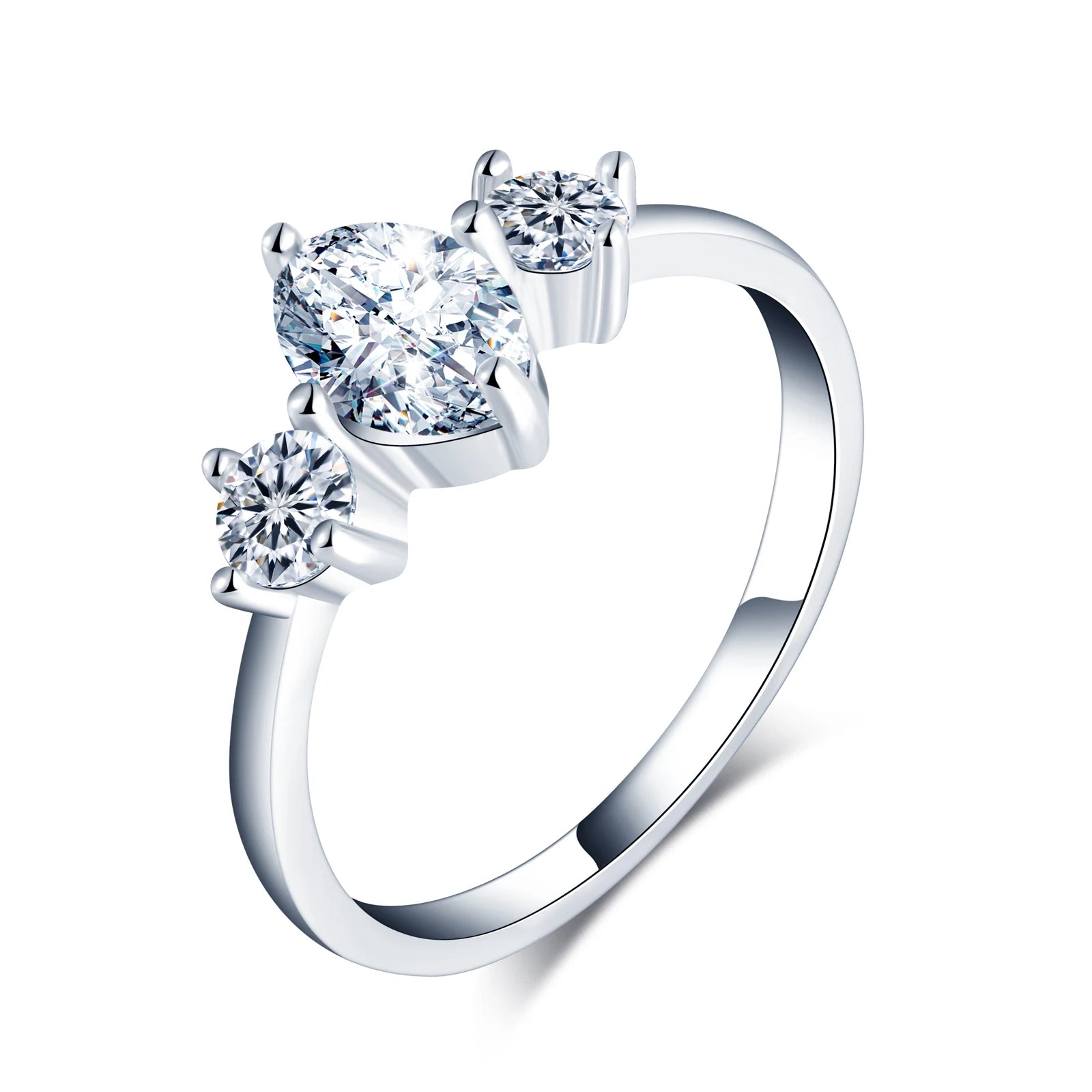 GRA Certified 1ct Brilliant Cut Moissanite Ladies Promise Ring 925 Sterling Silver Prong Setting Trendy Wedding Ring for Women