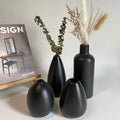 2024 Home Modern Matte 4-Piece Ceramic Vase Set Black Bud Vases for Simple Flower Arrangements Brushed Glass Vases