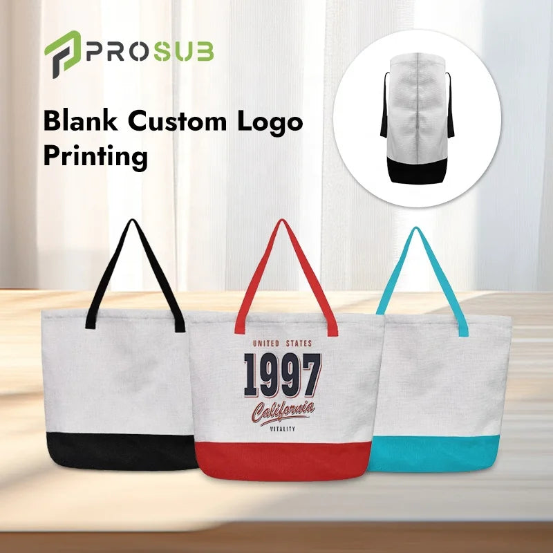 Prosub 380g Linen Sublimation Tote Bag Blank Custom Print Logo Sublimation Shopping Handbags With Zipper
