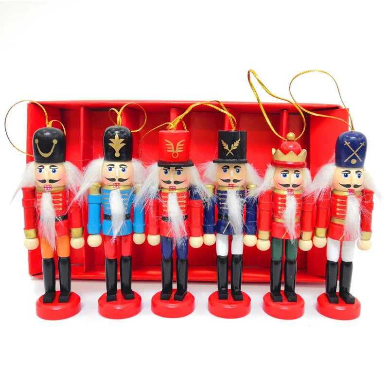 6pcs/box Wooden Nutcracker Soldier for Christmas Gift 12.5cm Christmas Nutcracker Wooden Christmas Decoration Nutcrackers