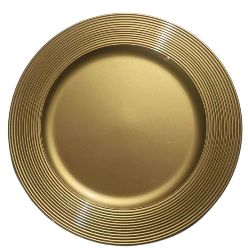 13 Inch European Style Prime Quality Round Gold Charger Plate Unique Design Restaurants Dinner Plate