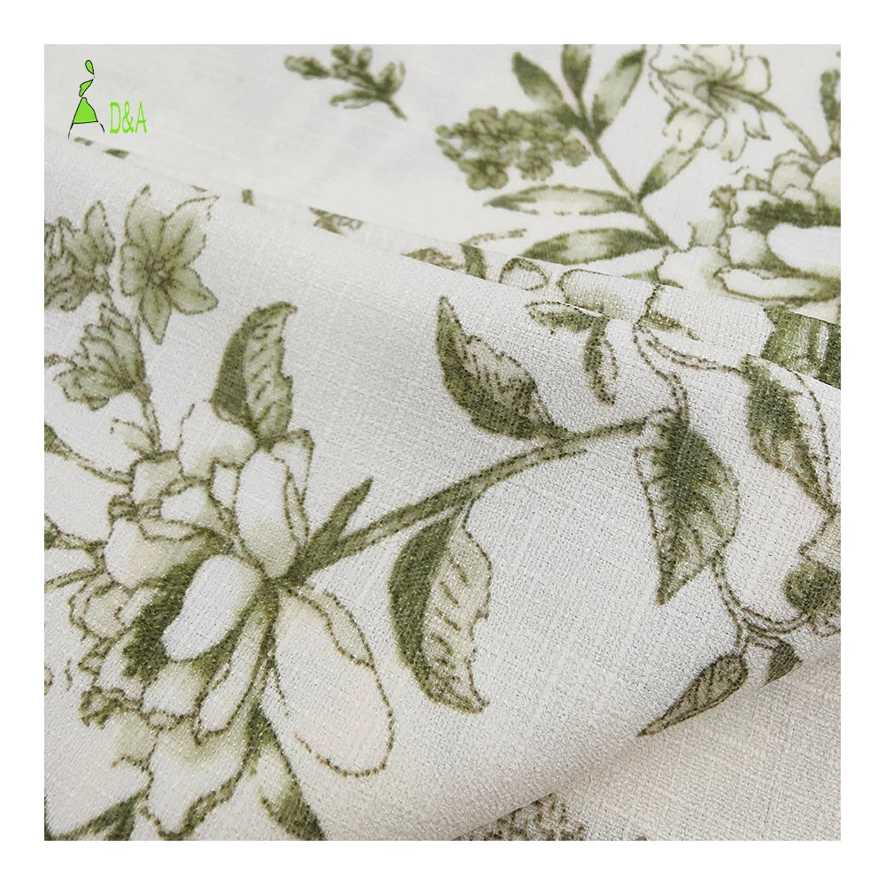 Factory Direct Supply Customized 100% Polyester Fabric Eco-Friendly Flower Pattern Printed Imitation Linen for Girls' Clothing