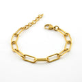 Minimalist 18K Gold Filled Large Paperclip Layering Stacking Chain Stainless Steel Jewelry Paperclip Linked Chain Bracelet Men
