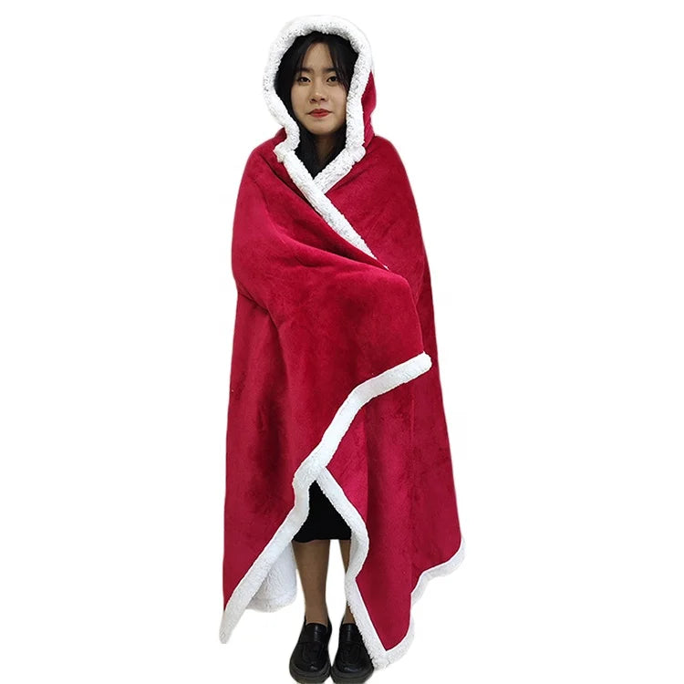 Thick Cozy Sherpa Fleece Wearable Throw Blanket Hoodie Shaggy Decor Soft Fuzzy Hooded Throw Blankets for Couch Bed Sofa