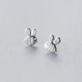 Wholesale Small Cute Honey Bee Shape 925 Sterling Silver Studs Earrings Fashion Jewelry for Women Girls