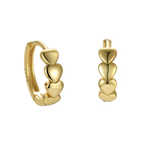 Fashion Jewelry 925 Sterling Silver Earrings love Heart Plain Gold Plated Hoop Earrings for Women Valentine's Day