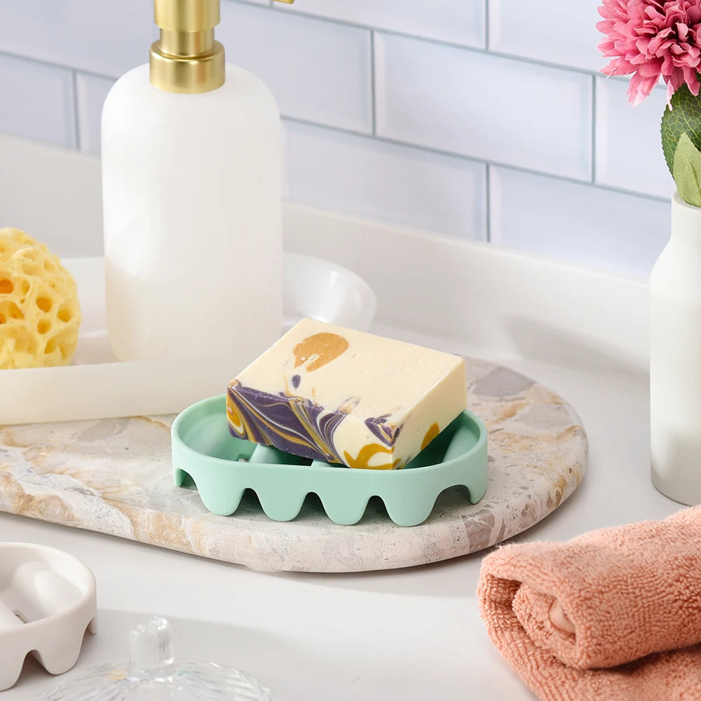 Wholesale Self-Draining Silicone Soap Box Easy Clean Simple Soap Tray Bath & Toilet Supplies