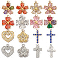 Beimai OEM Charms for Jewelry Making Zircon Heart Four Leaf Clover Cross Stainless Steel DIY Pendant Accessories