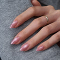 BTArtbox Artificial Fingernails False Fake Nails Wholesale Short Almond Pink Cat Eye Soft Gel X Shinny Stick Press on Nails Kits