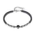 Punk Men Stainless Steel Hematite Bead Anchor Style Bracelet