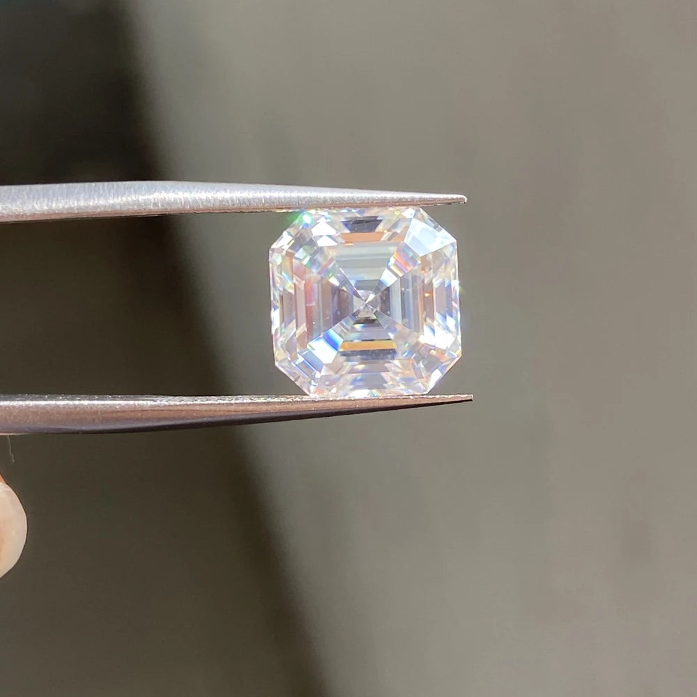 HQ Gems 6X6mm Moissanite Stone 1 Carat GRA Certificate White D Asscher Cut Moissanite Loose Gemstone