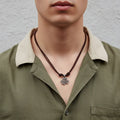 Retro Trefoil Zinc Alloy Pendants Necklace Vintage Personality Genuine Leather Chain Necklace for Men Women