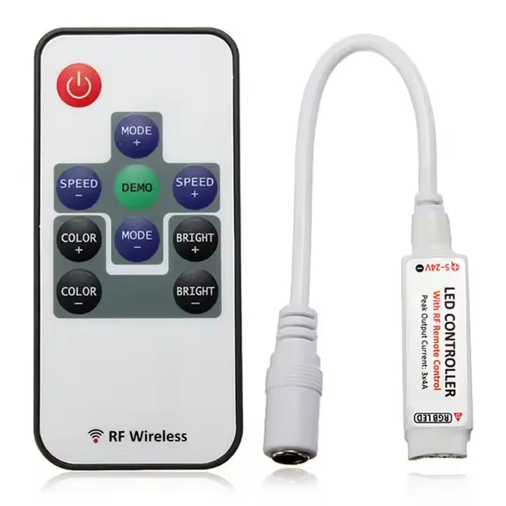 Mini 10-Keys LED RF Wireless Dimmer Controller Smart RGB LED Strip Light Remote Control 5-24V for Wireless Remote Dimming
