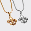 Hot Lily Flower Pendant Snake Chain Women Men Gold Jewelry Stainless Steel Vintage 33mm Fleur De Lis Charm Pendant Necklace