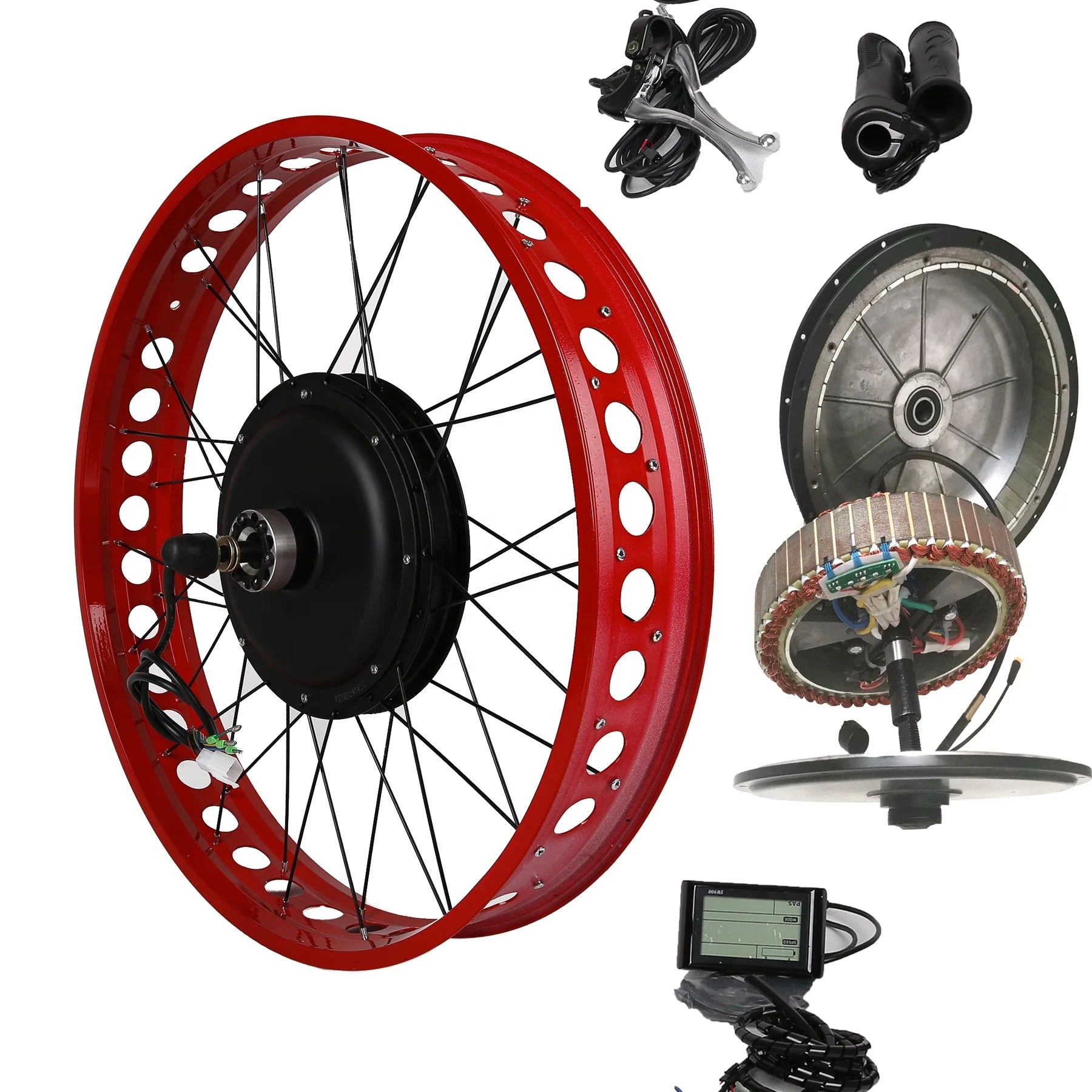48v 60v 72v 1500w 2000w 3000w Hub Motor Electric Bike Bicycle Ebike Conversion Kit with Electric Bicycle Lithium Battery Option