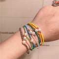 Vintage Boho Style Simple Pearl Friendship Bracelet Colorful Handmade Beaded Crystal Bracelet for Women