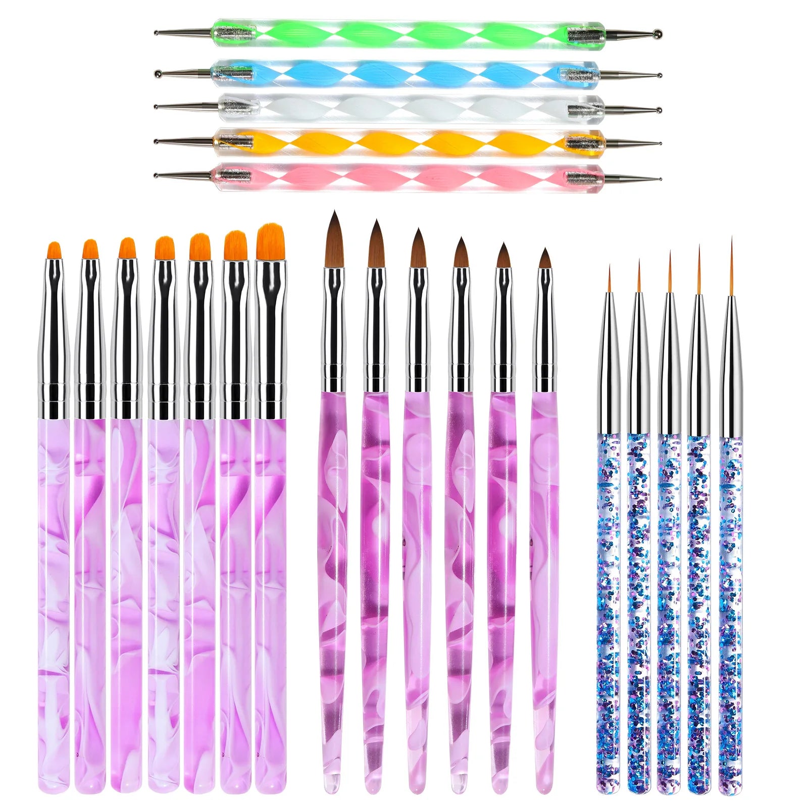 NP626 Nail Art Brush Set Crystal Sequin Handle Line Drawing Pen Brush Point Drill Pen UV Gel Nail Polish Tool