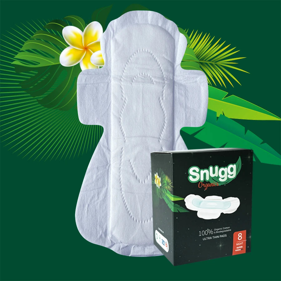 Niceday Biodegradable Sanitary Pads  Overnight (Pack of 8) 100% Organic Cotton Sanitary Pads
