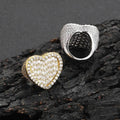 VEROMCA Iced Out Diamond Heart Ring Bling Baguette CZ Stone Large Size Brass Hip Hop Jewelry for Women