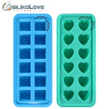 SILIKOLOVE 12 Cavity Heart Square Silicone Ice Maker for Whiskey  Cocktails Silicone Ice Cube Tray