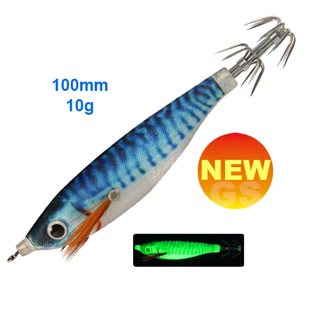 GS3731 Easy Search Glow in the Dark Floating Sutte Jig 100mm 10g 360 Swivel Squid Jiggs EGI Lure