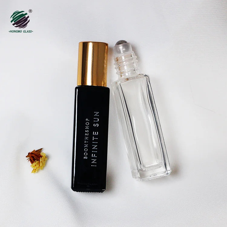 Clear 10ml Thick Wall Glass Custom Roll on Bottles With Steel Roller Ball Essential Oil Perfume Glass Bottle