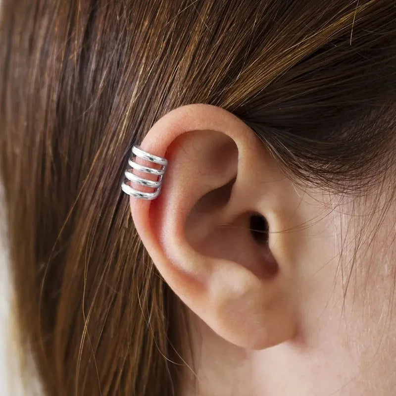 WME7273 Delicate Fine Ear Wraps Minimalist Ear Clips Non Pierced Helix Earrings S925 Sterling Silver Clip on Ear Cuffs