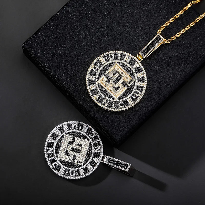Personality Newest Trendy Hip Hop Pendant Nice URBA Letter Big Round Shape Pendant Necklace for Delicate GIfts