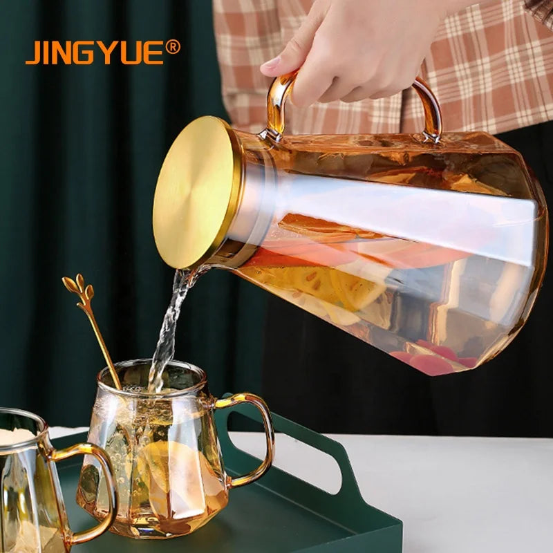 Nordic Style Home Kitchen 1800ml 60oz Large Capacity Borosilicate Glass Amber Diamond Shape Ice Tea Water Jugs
