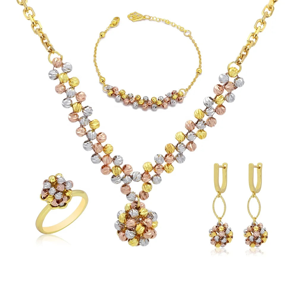 JXX Brass Ring/ Earings/bracelet/ Necklace 24k Gold Plated Indian Gold Set Jewellery Dubai Gold Jewelry Sets for Women Dubai