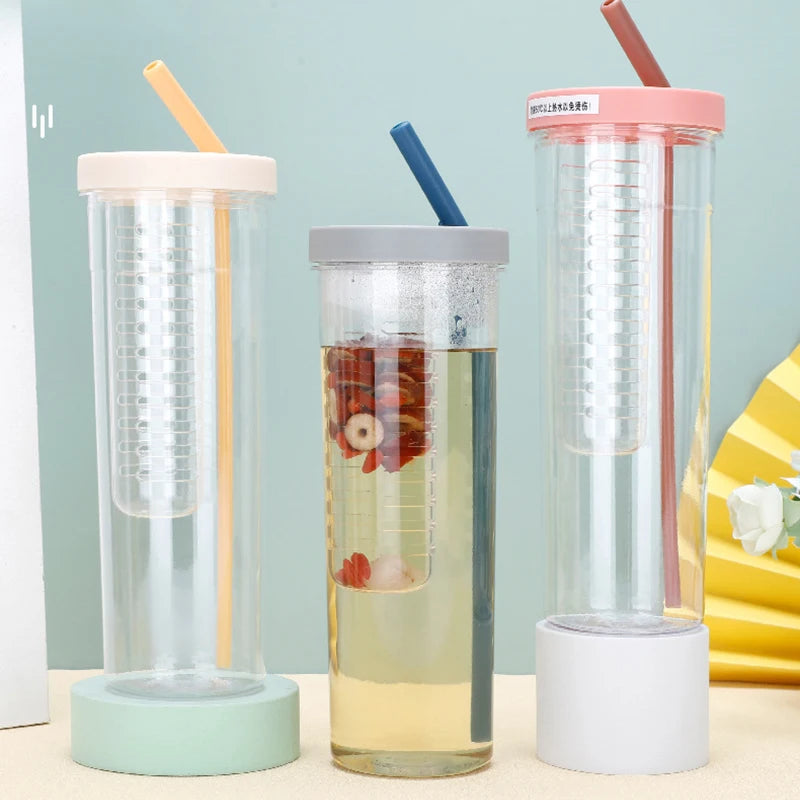 800ml PP Coated Fruit Infuser Tumbler with Anti-Corrosion Coating Dishwasher Safe Eco-Friendly Water Bottle