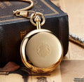 Weflourish MP006 Antique Skeleton Mechanical Movement Double Face Brass Automatic Mechanical Pocket Watch No Waterproof