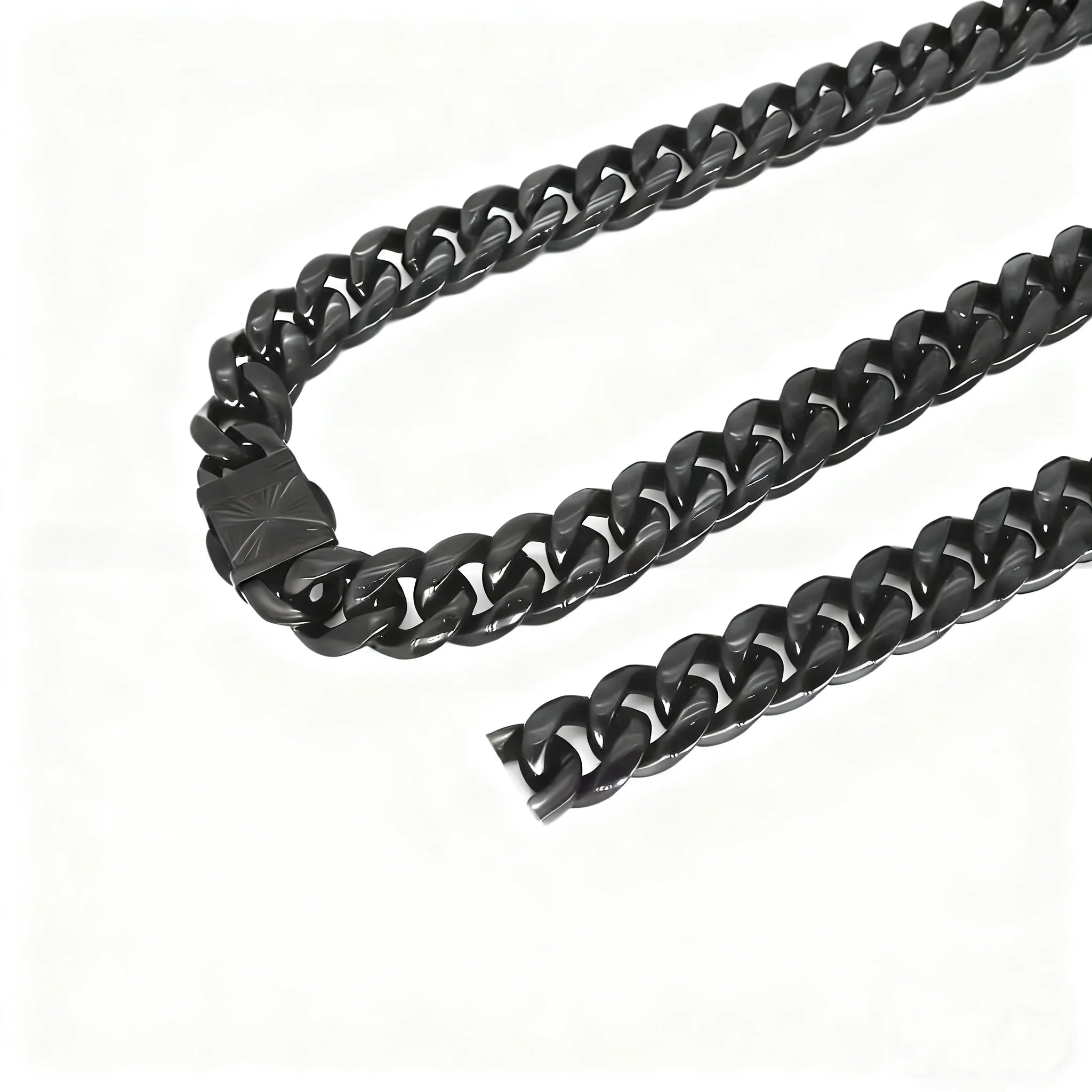 230MM 609MM Long18MM Width Men's Black Plated Stainless Steel Chain Link Bracelet Necklace Jewelry Set Trendy Jewellery
